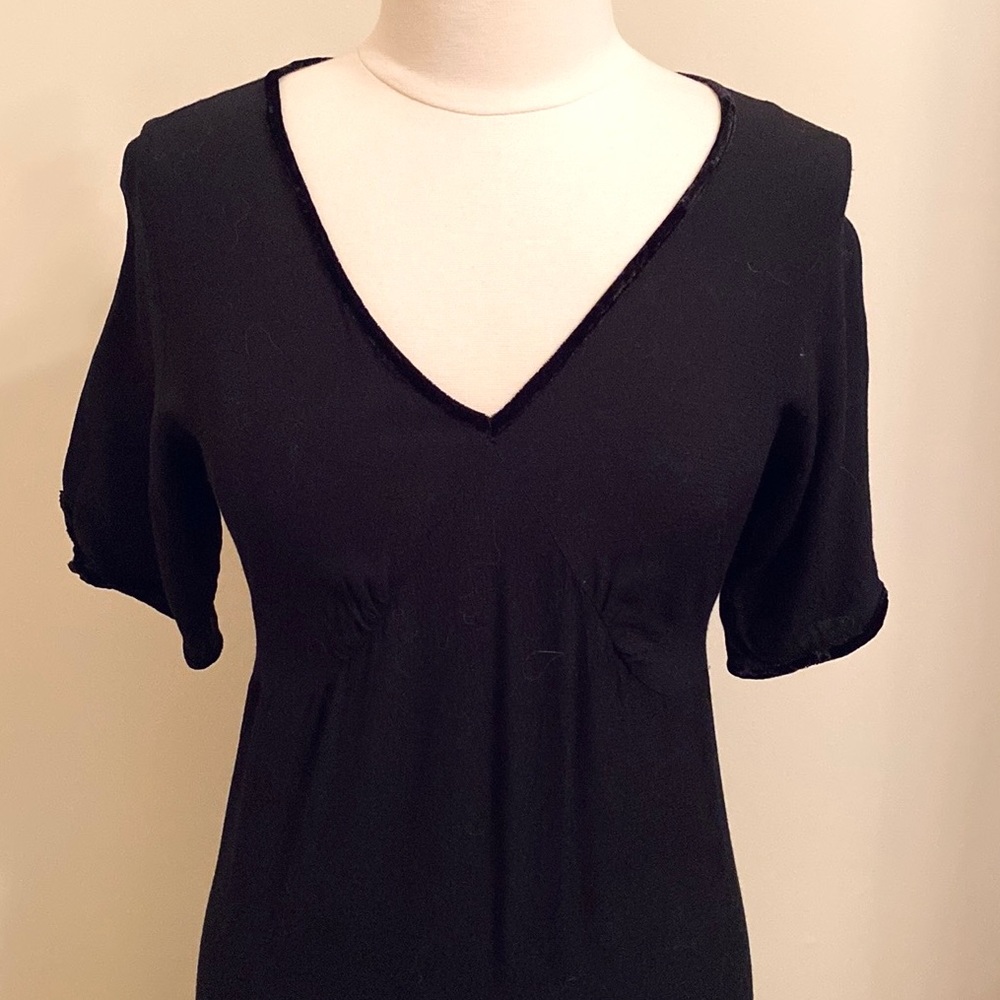 J. Jill Black Floral SZ 4 Velvet Trim Whimsigoth Romantic Bohemian Party Dress - Picture 2 of 11